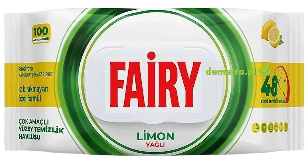 Uniwersalne chusteczki czyszczące FAIRY – Cytryna – 100 dużych sztuk